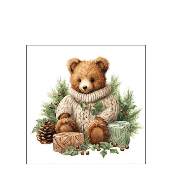 Karácsonyi szalvéta Cuddle bear 25x25 cm 20 db-os