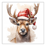 Karácsonyi szalvéta Deer with Santa hat white 33x33 cm 20 db-os