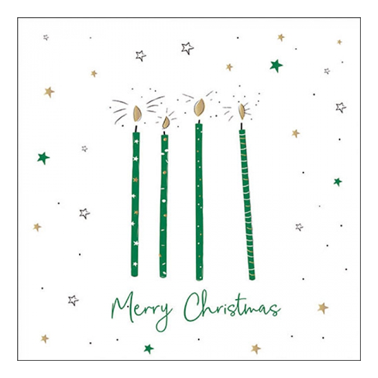 Karácsonyi szalvéta X-mas candles green 33x33 cm 20 db-os