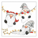 Karácsonyi szalvéta Gnomes on the light chain white 33x33 cm 20 db-os