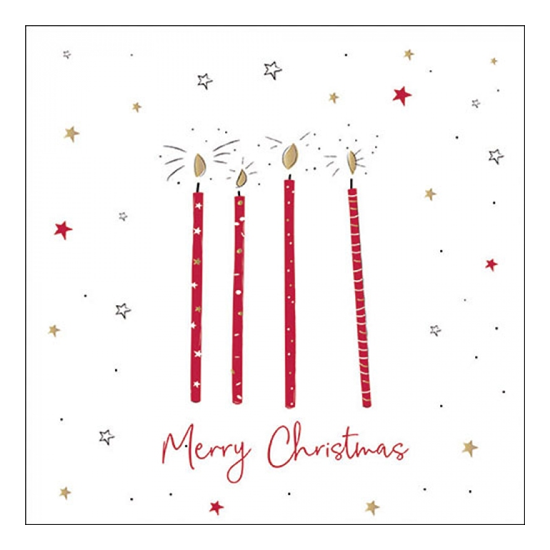 Karácsonyi szalvéta X-mas candles red 33x33 cm 20 db-os
