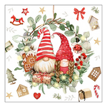 Karácsonyi szalvéta Gnomes in wreath 33x33 cm 20 db-os