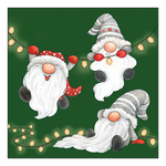 Karácsonyi szalvéta Gnomes on the light chain green 33x33 cm 20 db-os
