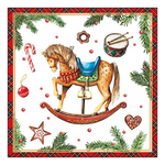 Karácsonyi szalvéta Classic rocking horse white 33x33 cm 20 db-os