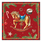 Karácsonyi szalvéta Classic rocking horse red 33x33 cm 20 db-os
