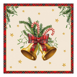 Karácsonyi szalvéta Scottish bells cream 33x33 cm 20 db-os