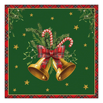 Karácsonyi szalvéta Scottish bells green 33x33 cm 20 db-os