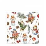 Karácsonyi szalvéta Playing outside white 25x25 cm 20 db-os