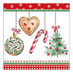 Karácsonyi szalvéta Ornaments on a cord white 33x33 cm 20 db-os