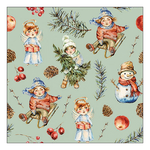Karácsonyi szalvéta Playing outside green 33x33 cm 20 db-os