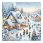 Karácsonyi szalvéta Winter in backyard 33x33 cm 20 db-os