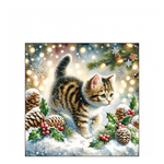 Karácsonyi szalvéta Cute cat in the snow 25x25 cm 20 db-os