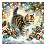 Karácsonyi szalvéta Cute cat in the snow 33x33 cm 20 db-os