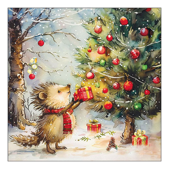 Karácsonyi szalvéta Present for hedgehog 33x33 cm 20 db-os