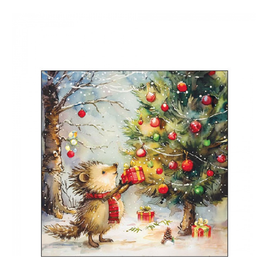 Karácsonyi szalvéta Present for hedgehog 25x25 cm 20 db-os