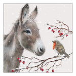 Karácsonyi szalvéta Donkey and robin 33x33 cm 20 db-os