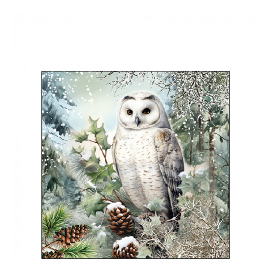 Karácsonyi szalvéta Snowy owl 25x25 cm 20 db-os