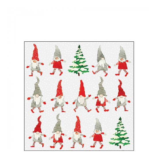 Karácsonyi szalvéta Dancing gnomes 25x25 cm 20 db-os