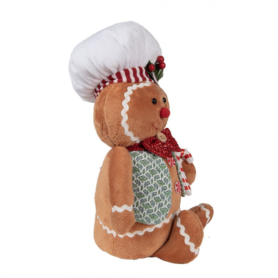 Karácsonyi plüss mézeskalács figura 35 cm – piros, fehér