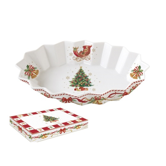 Karácsonyi porcelán ovális tál 25x17 cm díszdobozban Christmas Tale