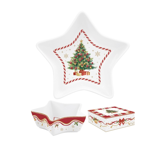 Karácsonyi porcelán csillag tál 15x5 cm díszdobozban Christmas Tale