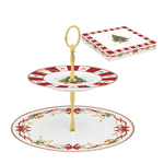 Karácsonyi porcelán süteményes állvány 2 emeletes 19/27 cm díszdobozban Christmas Tale