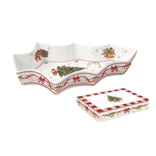 Karácsonyi porcelán fenyőtál 28,5x21,5 cm díszdobozban Christmas Tale