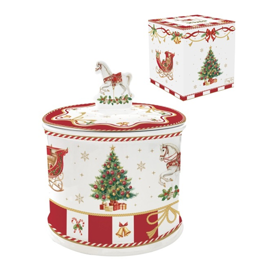 Karácsonyi porcelán keksztároló 14x16,5 cm díszdobozban Christmas Tale