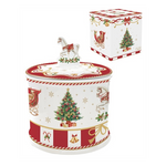 Karácsonyi porcelán keksztároló 14x16,5 cm díszdobozban Christmas Tale