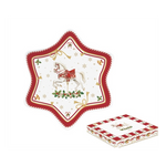 Karácsonyi porcelán csillag tálca 22,5 cm díszdobozban Christmas Tale