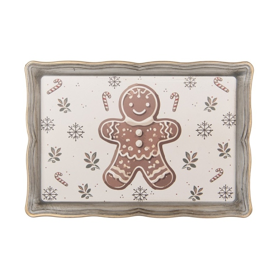 Karácsonyi műanyag tálca 31×22×2 cm, Classic Gingerbread Magic