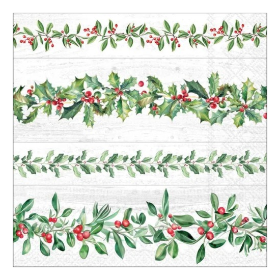 Karácsonyi szalvéta – Leaf garlands grey, 33x33 cm, 20 db-os