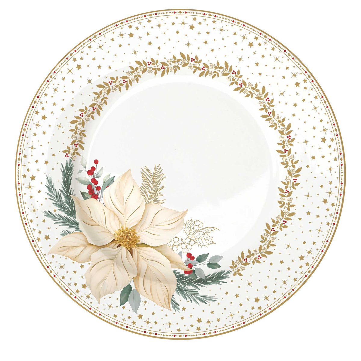 Karácsonyi porcelán desszertes tányér 19 cm White Elegance