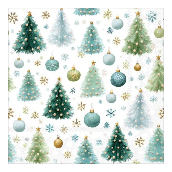 Karácsonyi szalvéta – Baubles and pines, 33x33 cm, 20 db-os