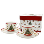 Karácsonyi Porcelán csésze + alj, 90 ml2 személyes, dobozban, Christmas Tree 3