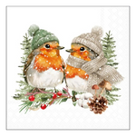 Karácsonyi szalvéta – Warmly dressed robins, 33x33 cm, 20 db-os