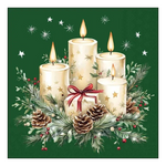 Karácsonyi szalvéta – Candles and gift green, 33x33 cm, 20 db-os