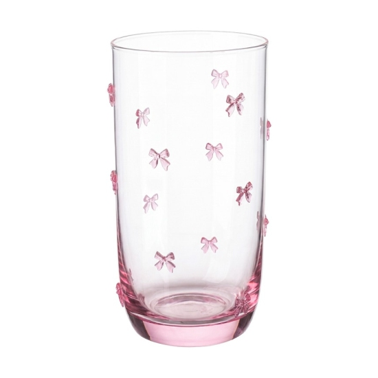 Karácsonyi üvegpohár rózsaszín masnis, 350 ml