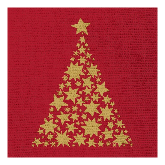 Tree on Canvas red dombornyomott karácsonyi háromrétegű papírszalvéta 33x33 cm 15 db-os