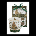 Karácsonyfás porcelán bögre 360 ml – Tree Sparkle (házikó alakú díszdobozban)