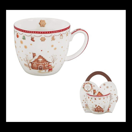 Mézeskalács mintás porcelán bögre 460 ml – Gingerbread House (díszdobozban)