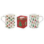 Porcelán 2 db bögre fémdobozzal szett karácsonyi mintával Jingle Bells