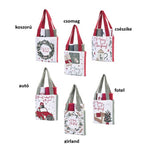 Karácsonyi ajándékszett 2 db pamut konyharuha textiltáskában 6 féle