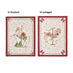 Karácsonyi hintalovas pamut konyharuha 50x70 cm Giostra 2 féle