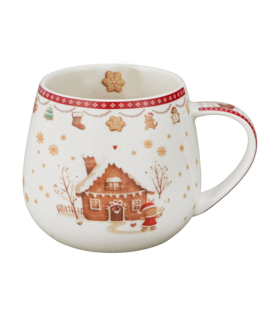 Mézeskalács mintás porcelán bögre 430 ml – Gingerbread House (díszdobozban)