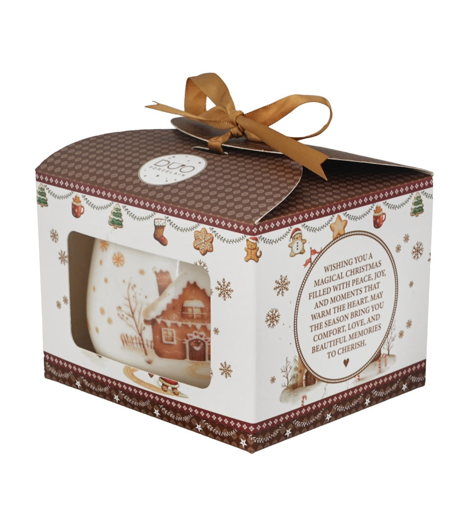 Mézeskalács mintás porcelán bögre 430 ml – Gingerbread House (díszdobozban)