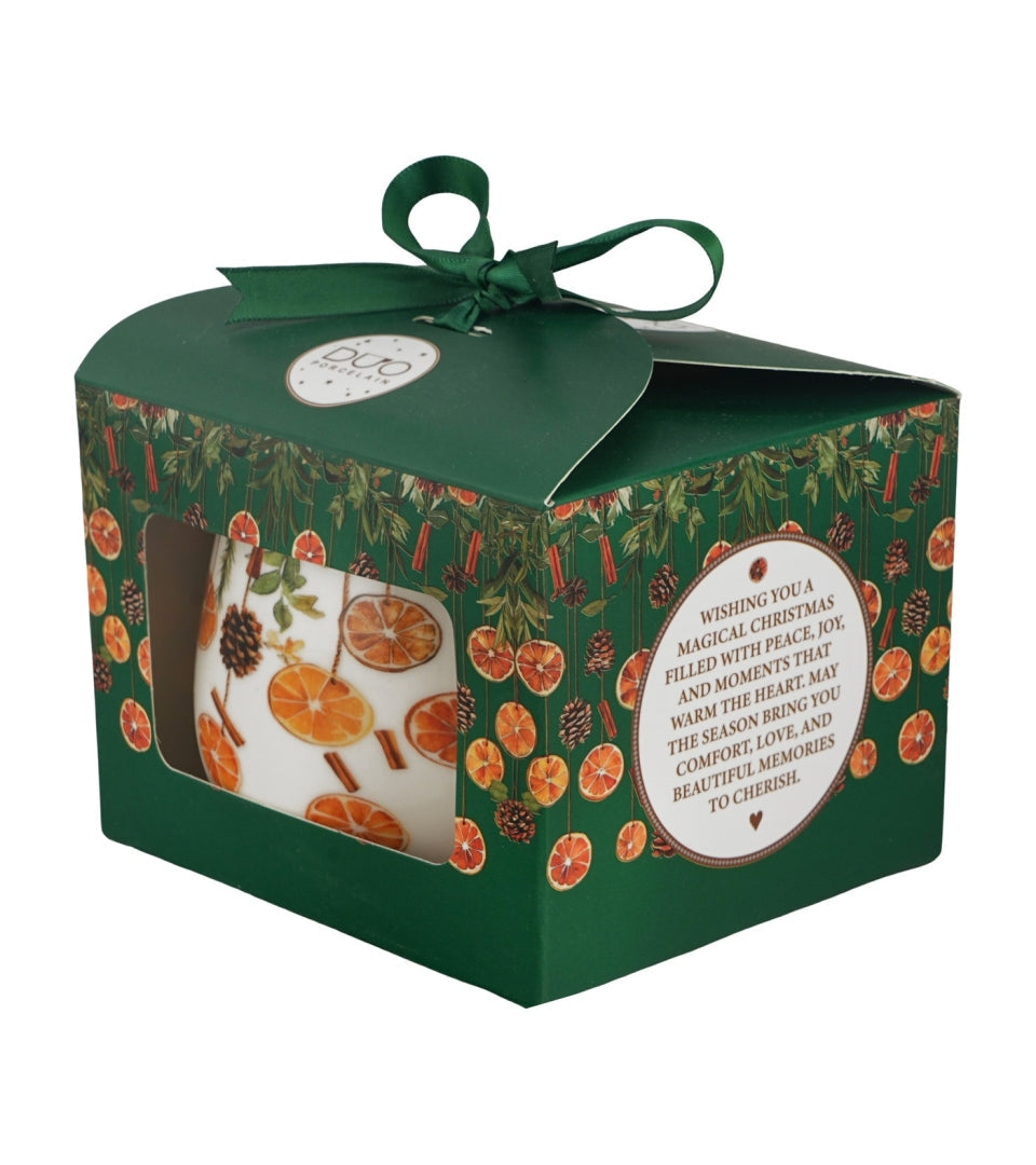 Téli gyümölcsös porcelán bögre 430 ml – Winter Fruits (díszdobozban)