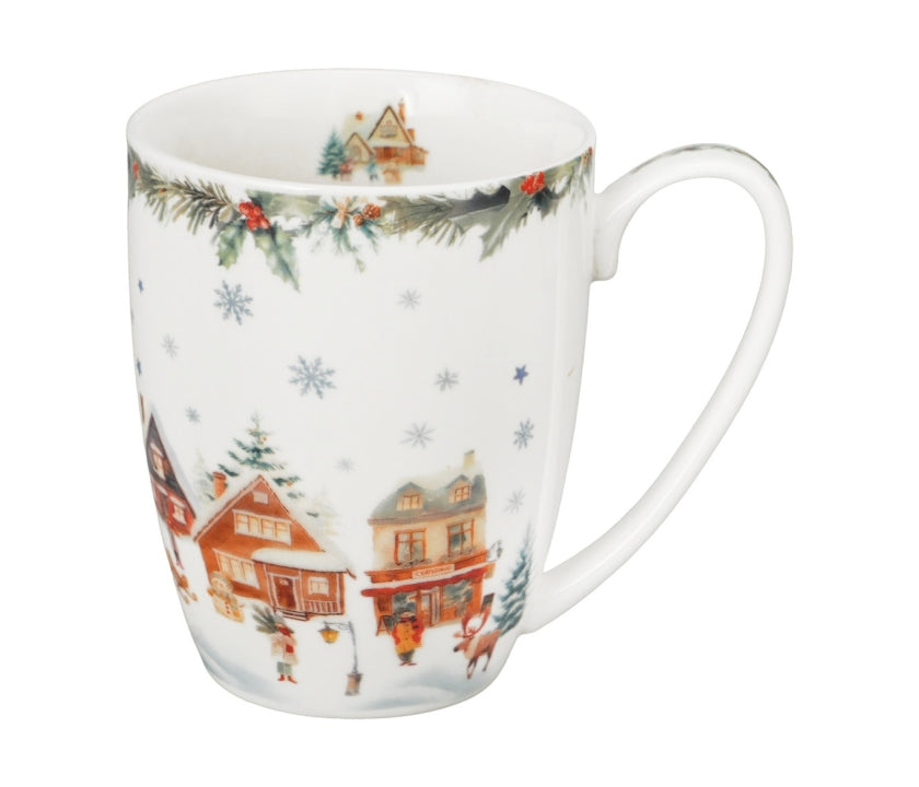 Karácsonyi porcelán bögre 360 ml, díszcsomagolásban – Christmas Village