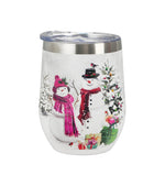 Hóemberes duplafalú rozsdamentes acél termoszpohár 330 ml – Snowman Smile