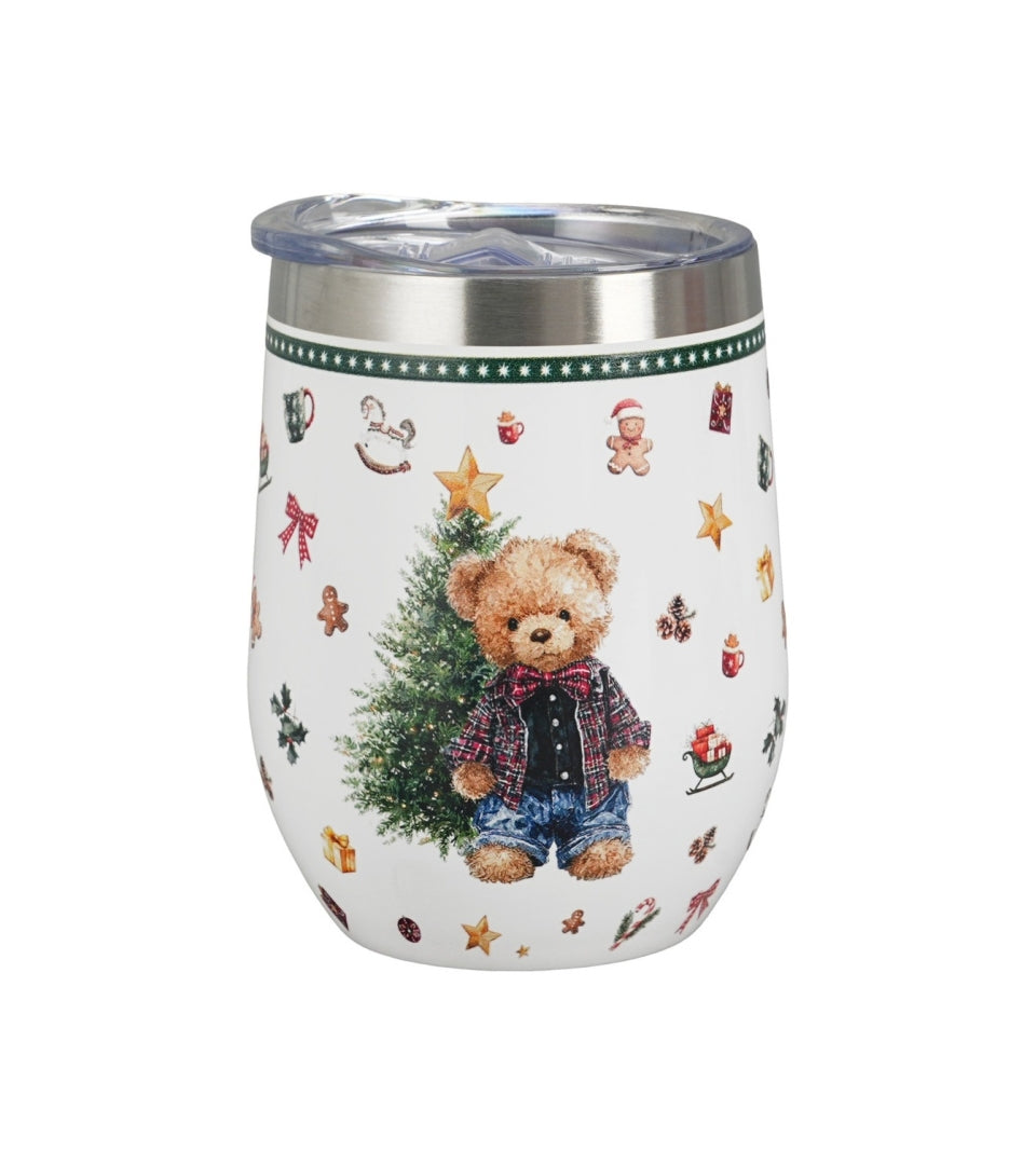 Karácsonyi macis duplafalú rozsdamentes acél termoszpohár 330 ml – Teddy Noel